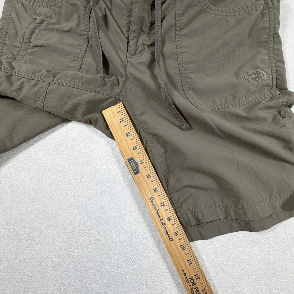The North Face Womens Size 8 Horizon Hiking Shorts Olive Green Roll Up Nylon